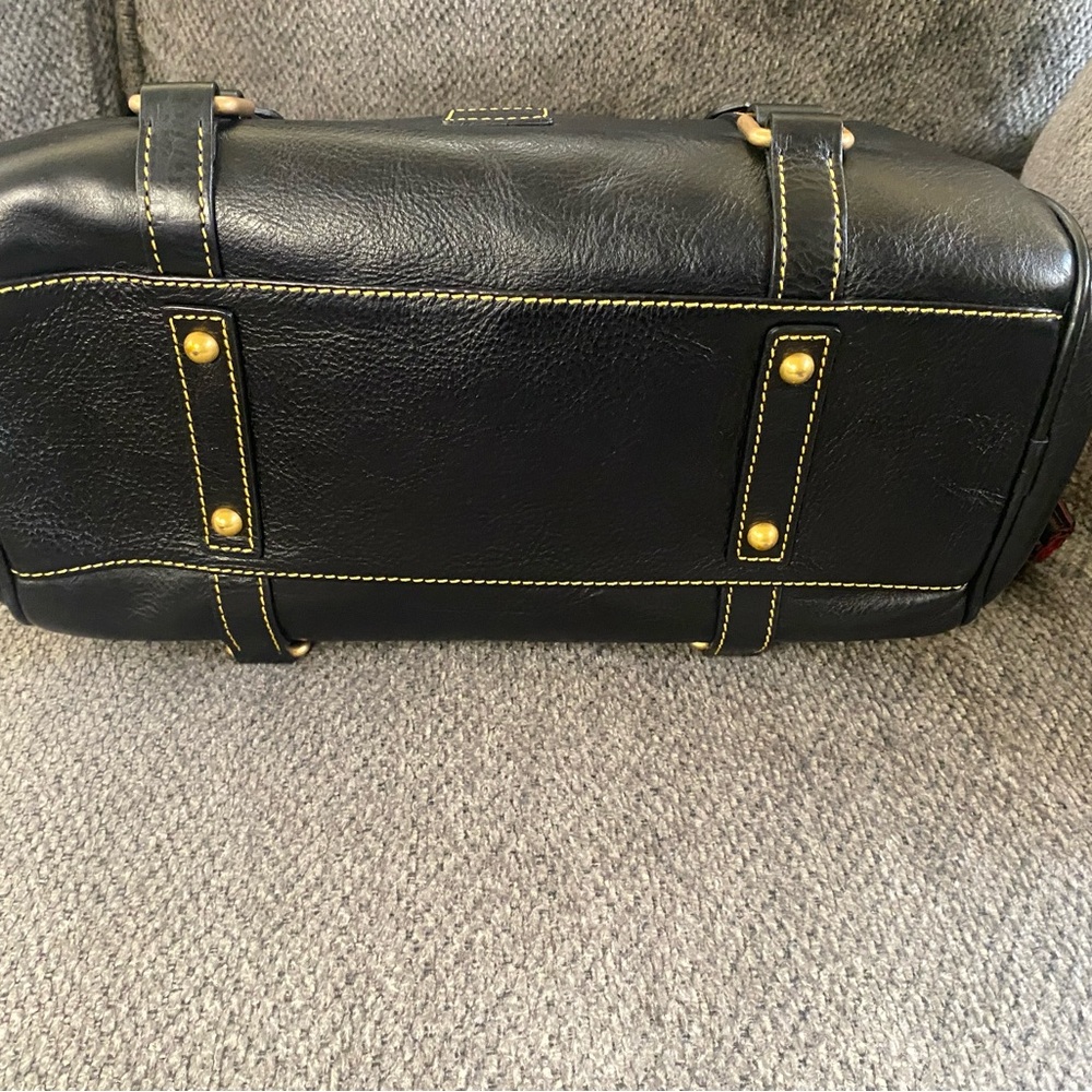 Dooney & Bourke Black Florentine Leather Satchel with Gold Hardware - Picture 5 of 8